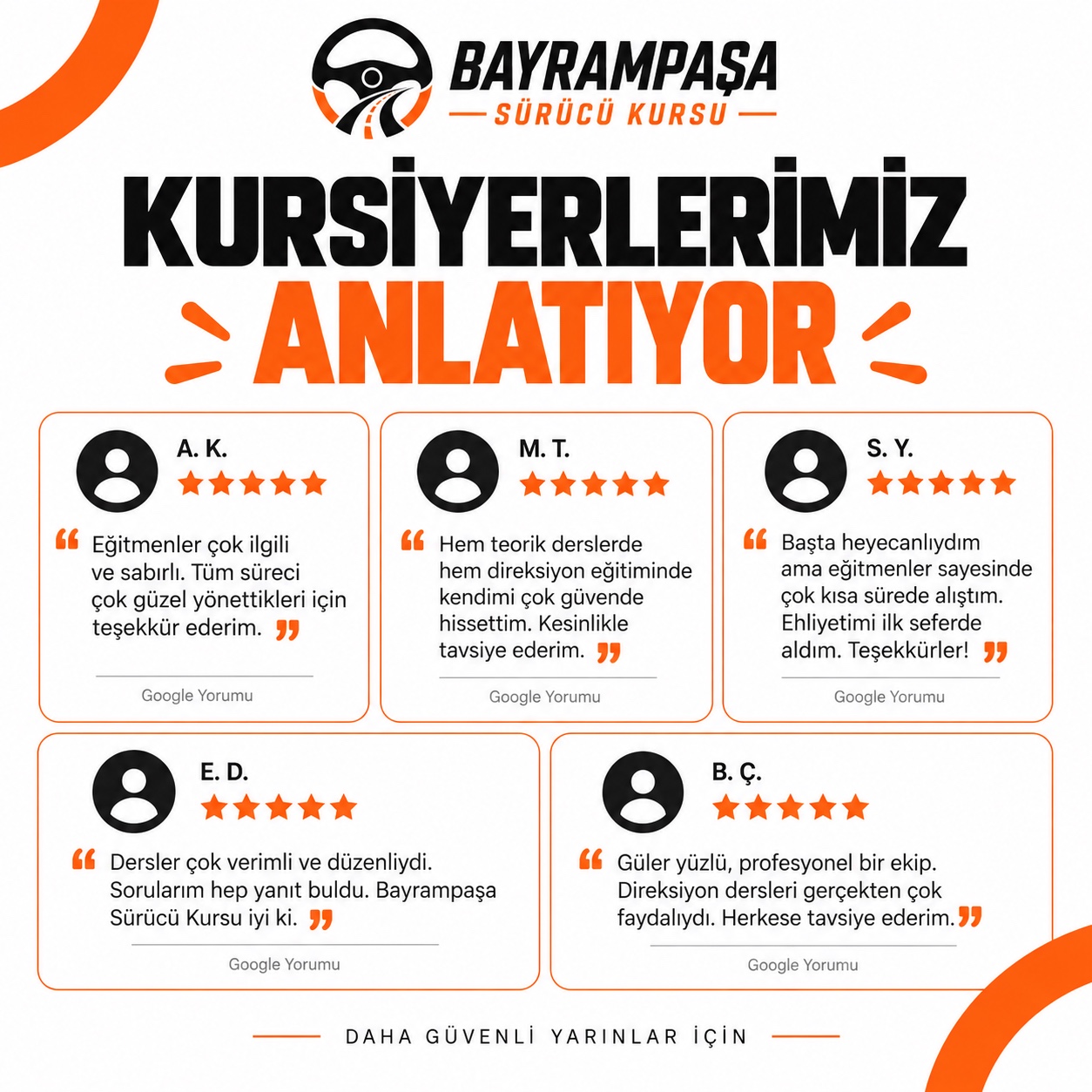 Beş kursiyer, beş cümle