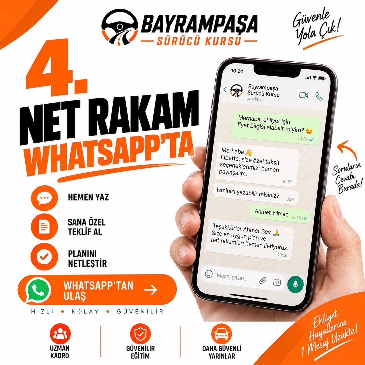 5. slayt: 4. NET RAKAM WHATSAPP'TA