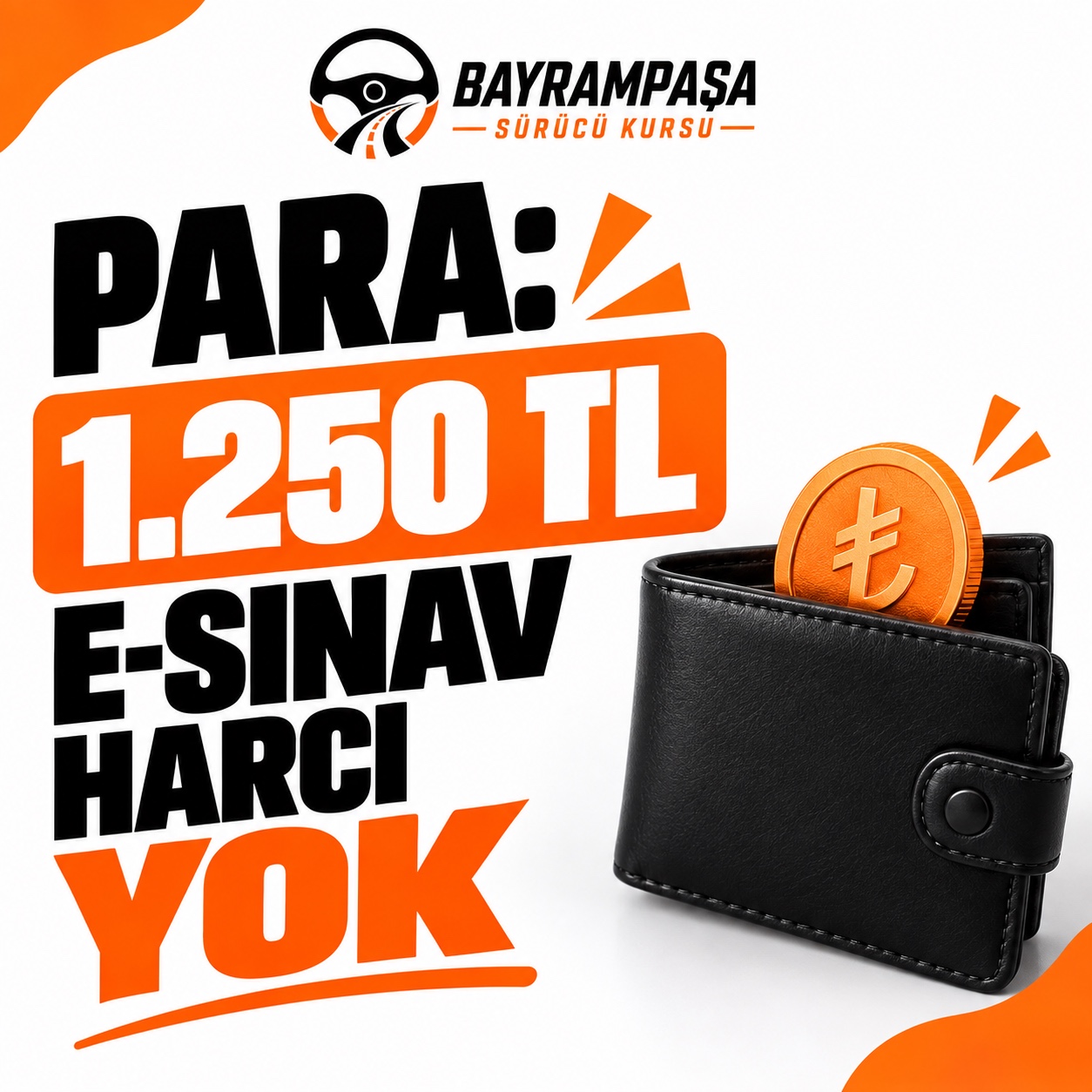 3. slayt: PARA: 1.250 TL E-SINAV HARCI YOK